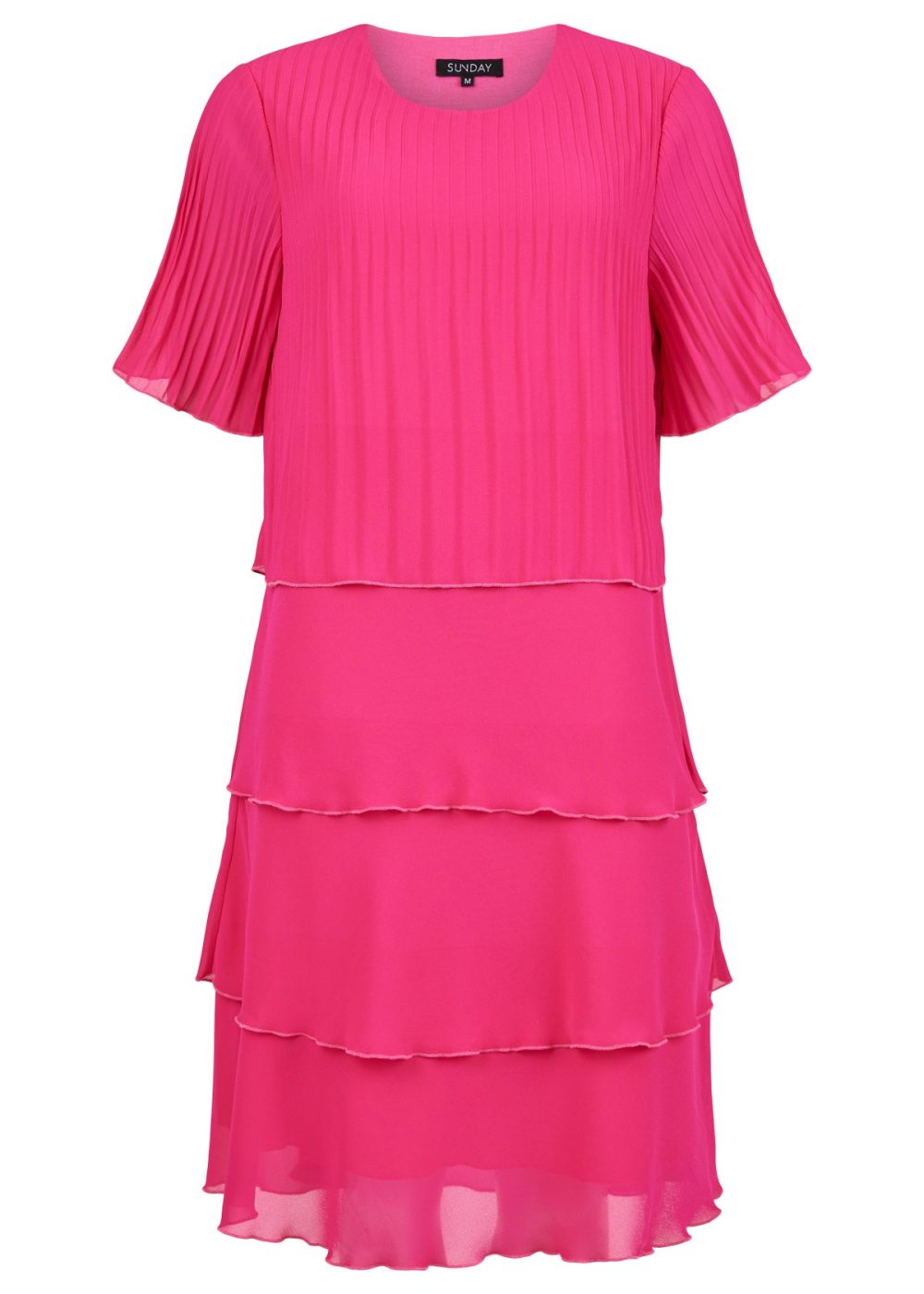 Klänning volang plisserad fuchsia