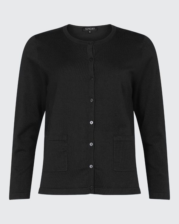 Cardigan tunnstickad Svart