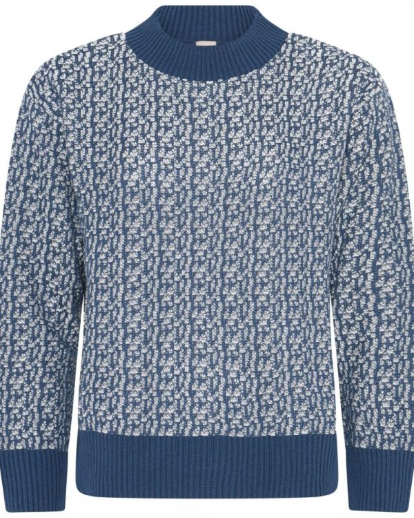 Tröja med 3/4 krage i jeansblått