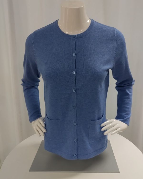 Cardigan tunnstickad jeansblå
