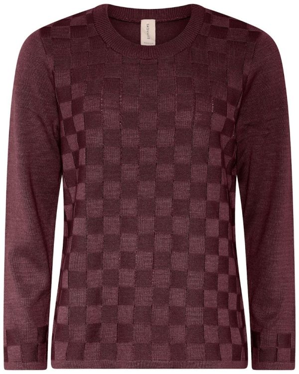 Jumper tunnstickad Vinröd