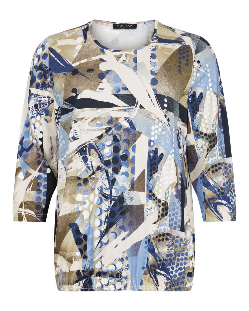 Topp 3/4 ärm resårkant blå - Bild 2