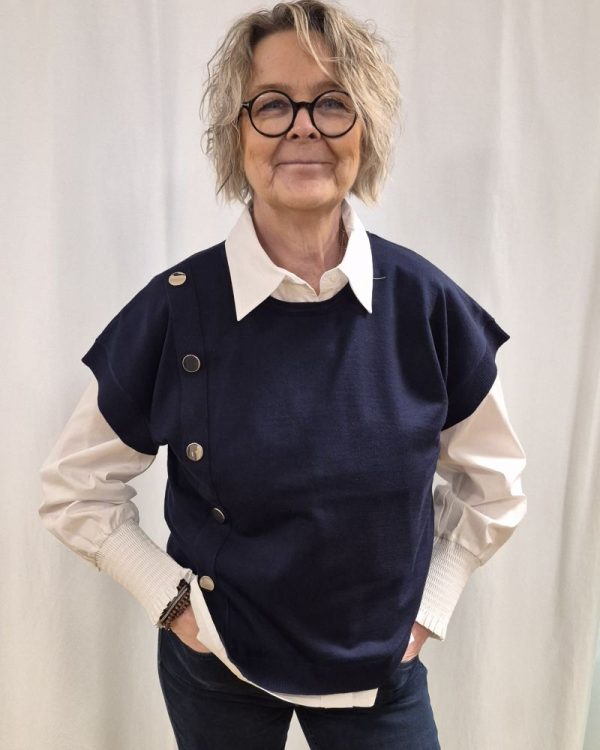 Väst med guldknappar Marinblå