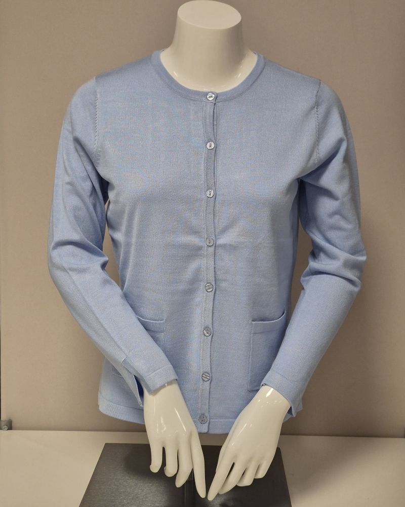 Cardigan tunnstickad Ljusblå