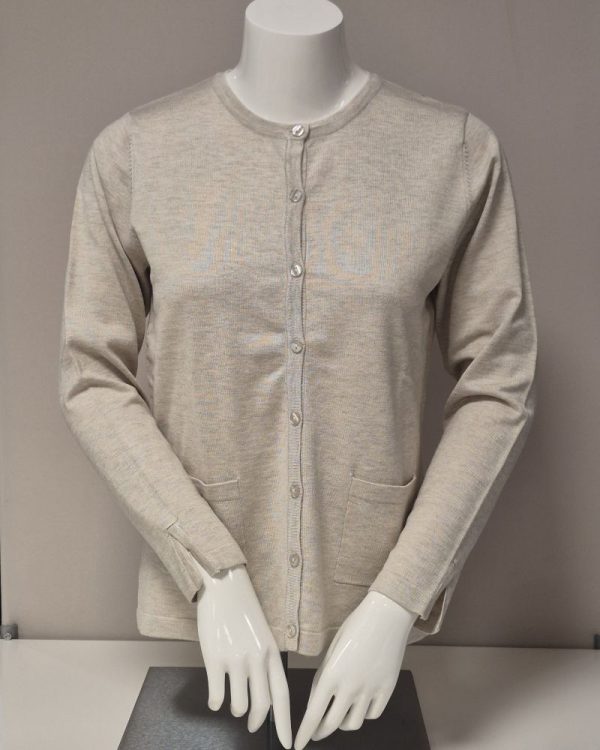 Cardigan tunnstickad Sand