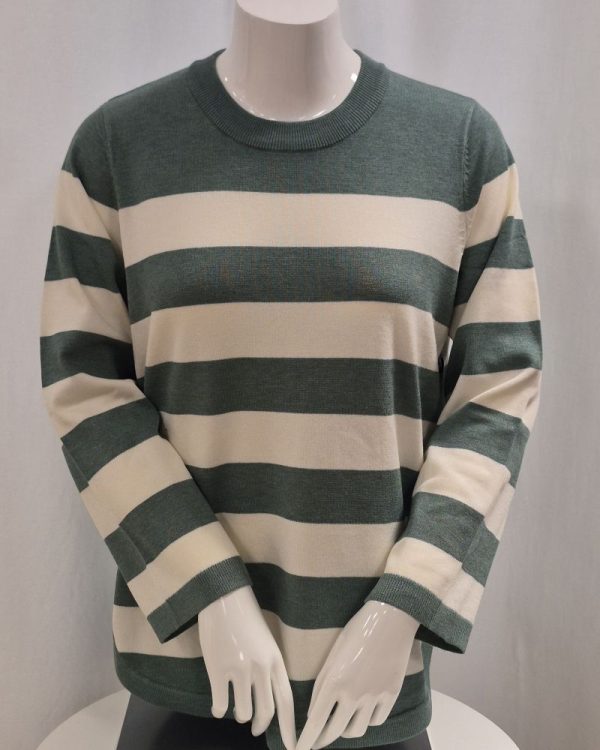 Pullover randig Grön