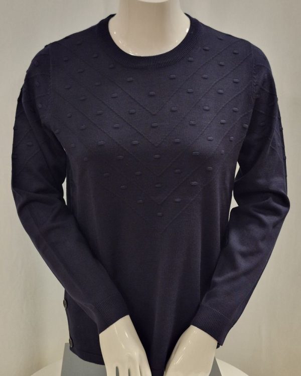 Pullover med mönsterstickning Marinblå