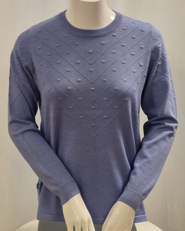 Pullover med mönsterstickning ljusblå