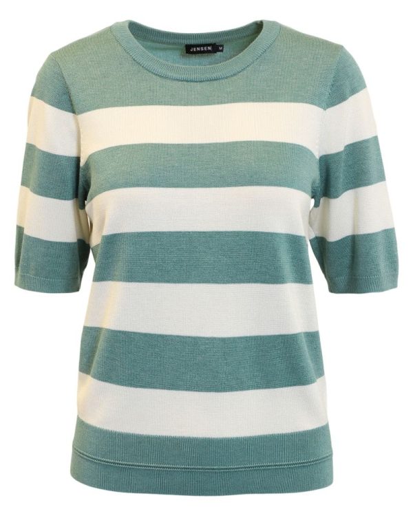 Stickad kortärmad Grön