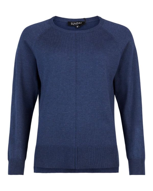 Pullover med söm Marinblå