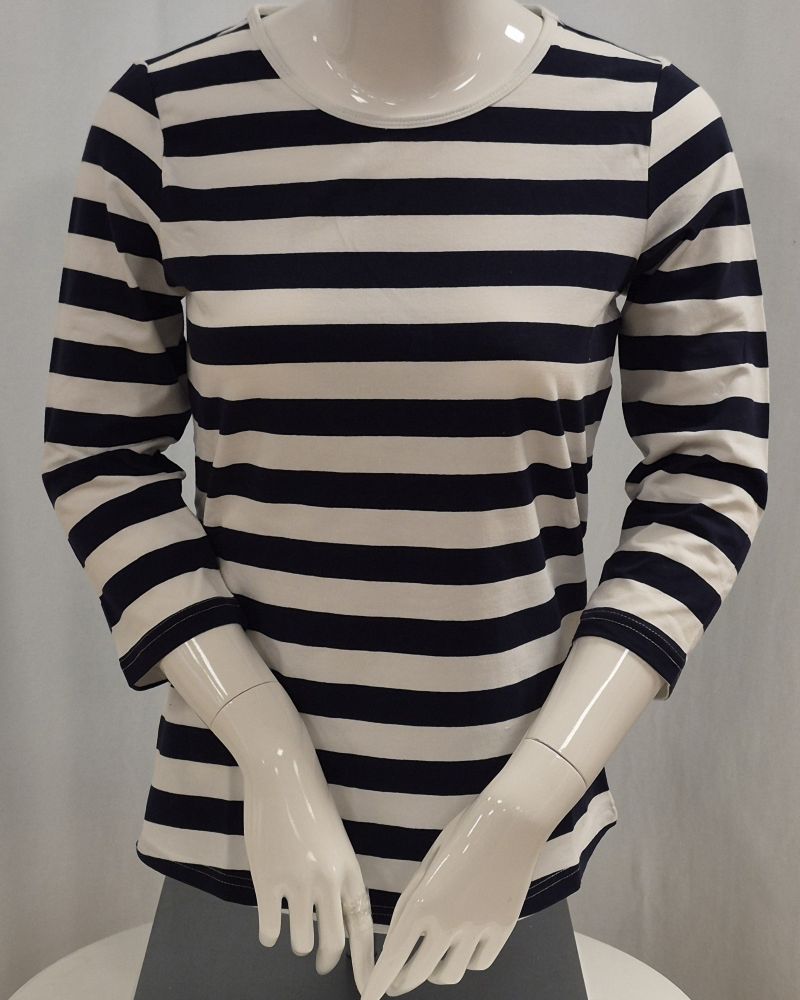 T-shirt 3/4 ärm randig Marinblå