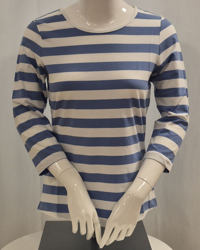 T-shirt 3/4 ärm randig Marinblå - Bild 5