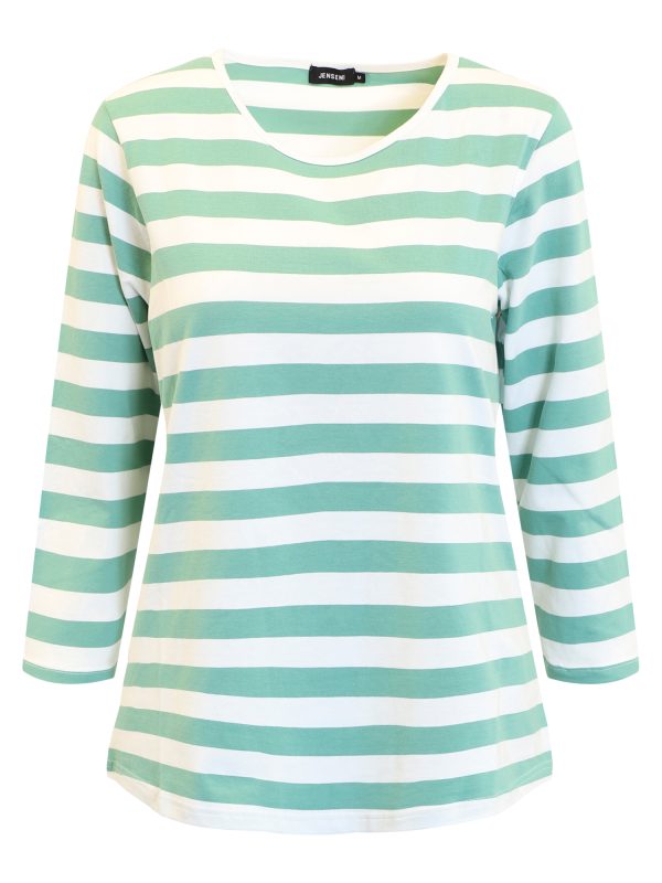 T-shirt 3/4 ärm randig Mintgrön