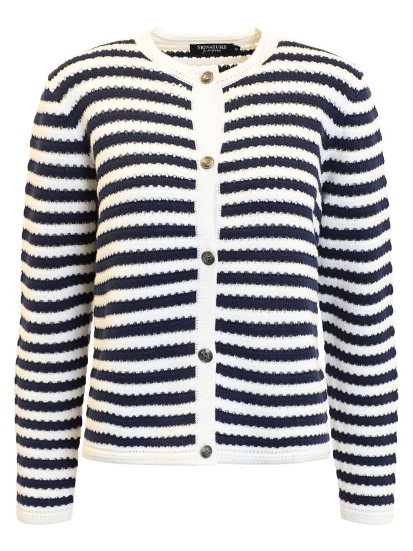 Cardigan Randig Blå/Offwhite