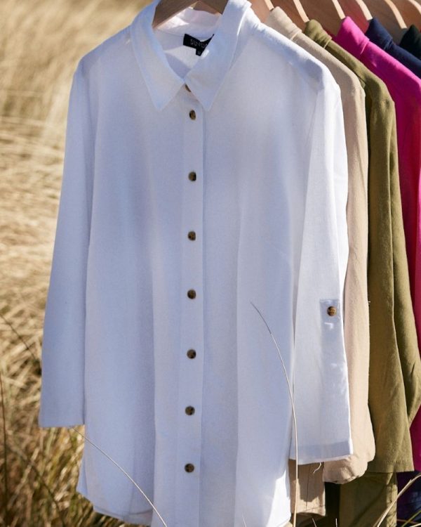 Linneskjorta 3/4 ärm Vit