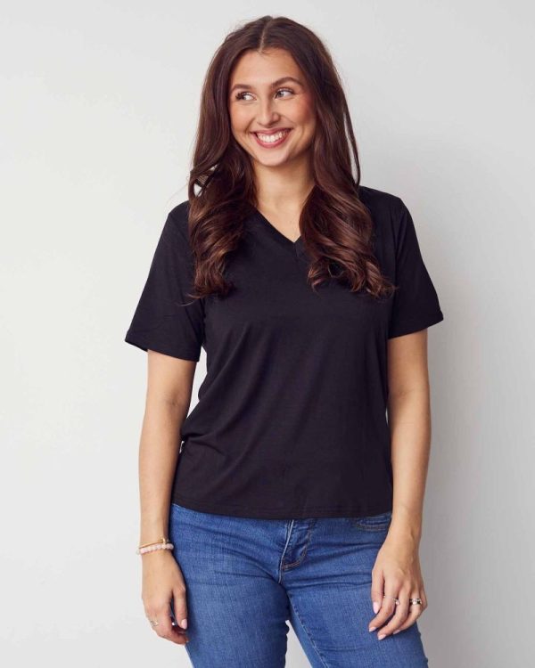 V-topp i Modal Svart