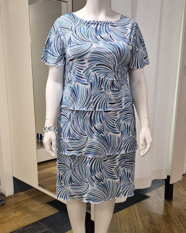 Klänning volang mönstrad Blå