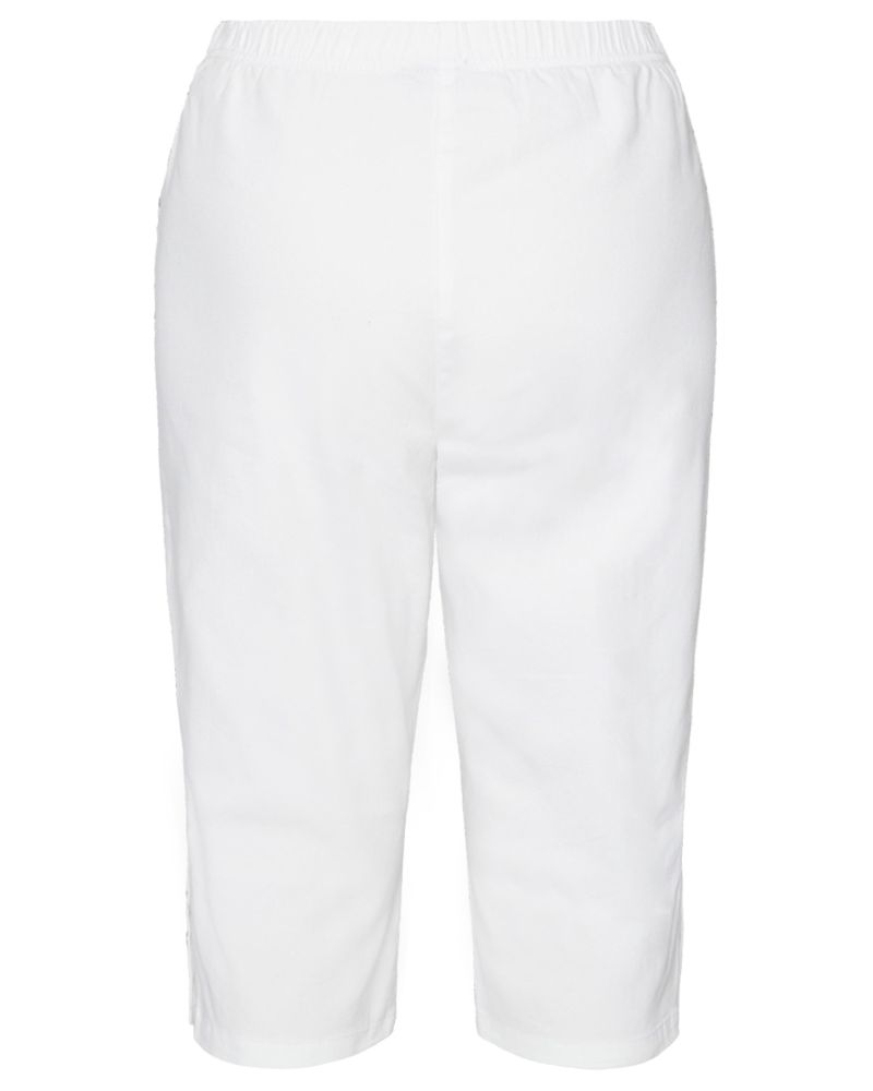 Capribyxor med knappar Vit - Bild 3