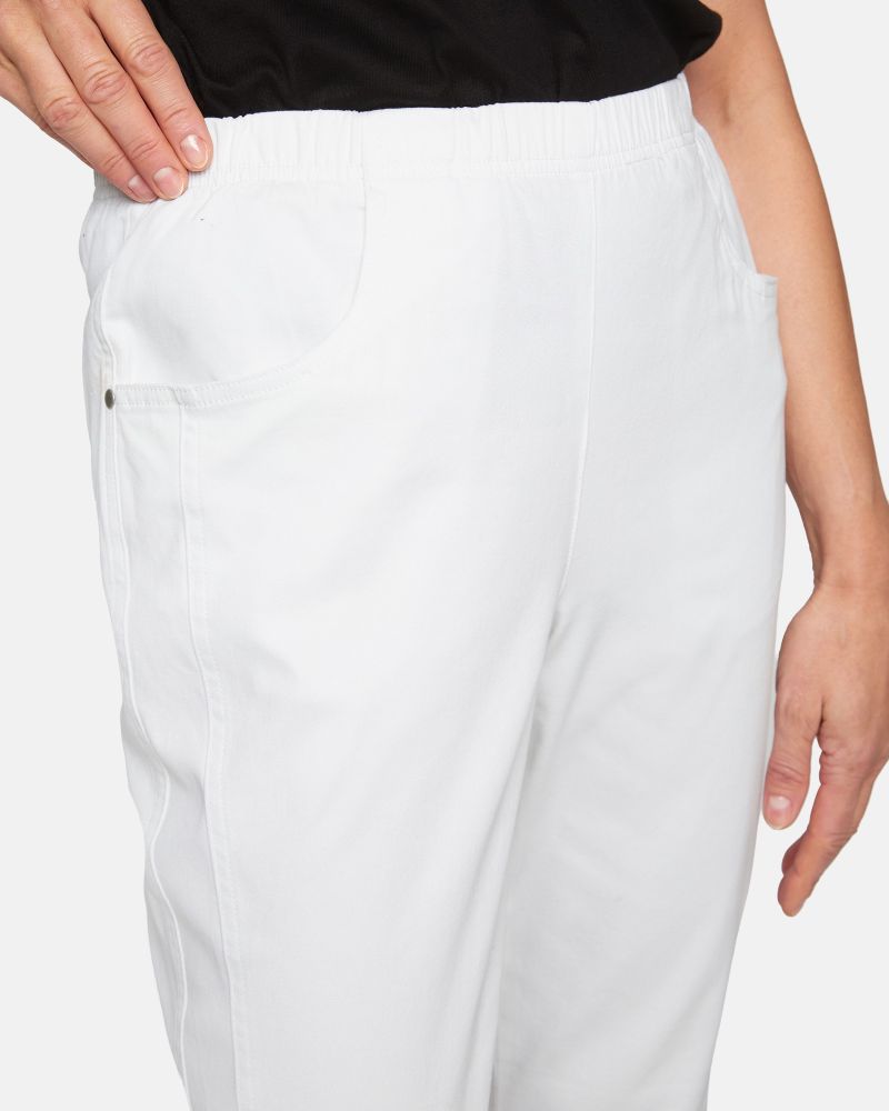 Capribyxor med knappar Vit - Bild 4