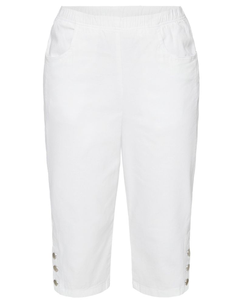 Capribyxor med knappar Vit - Bild 2
