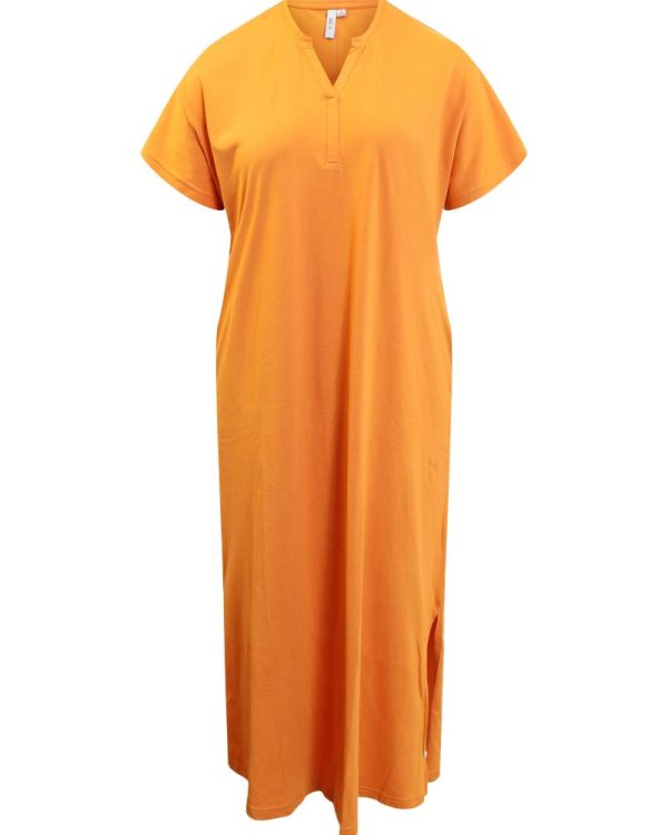 Lång bomulls klänning Orange