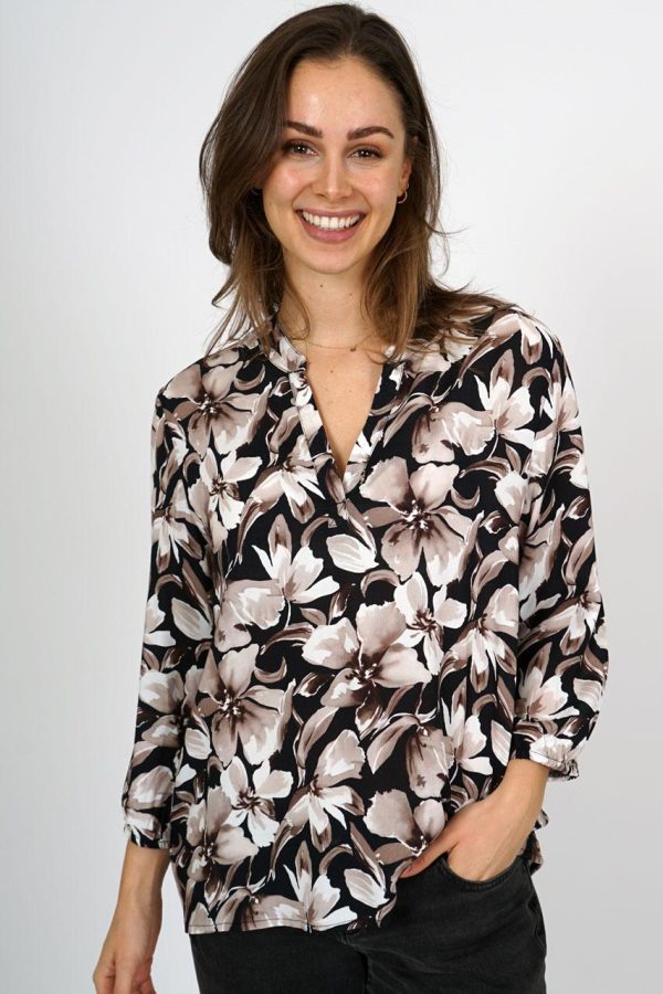 Blus Brun med blommor