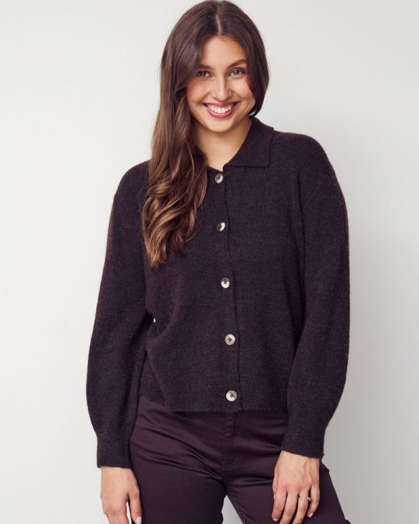 Anna Colar Cardigan Brun