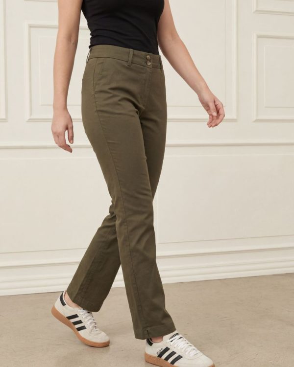 Chino Högmidjad Khaki