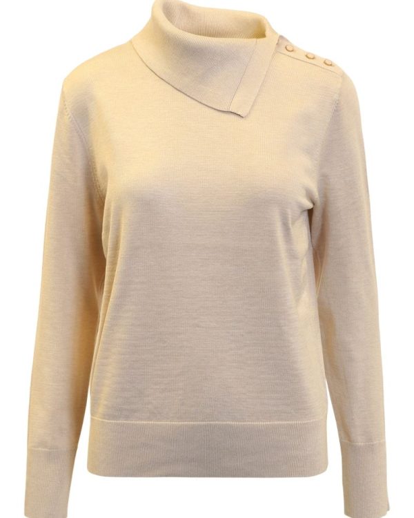 Pullover med sidoknäppning Sand