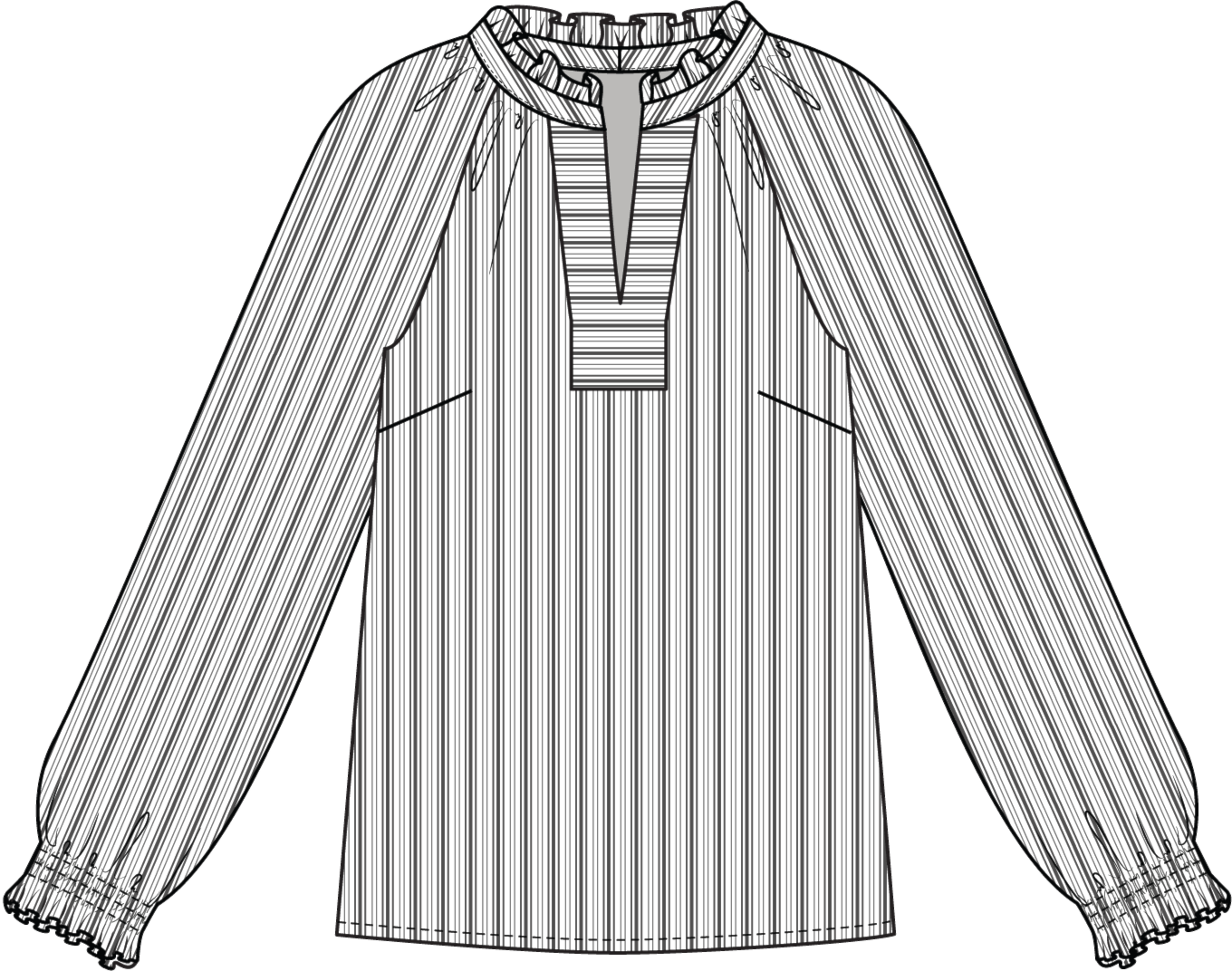 Blus med kinakrage himmelsblå - Bild 3