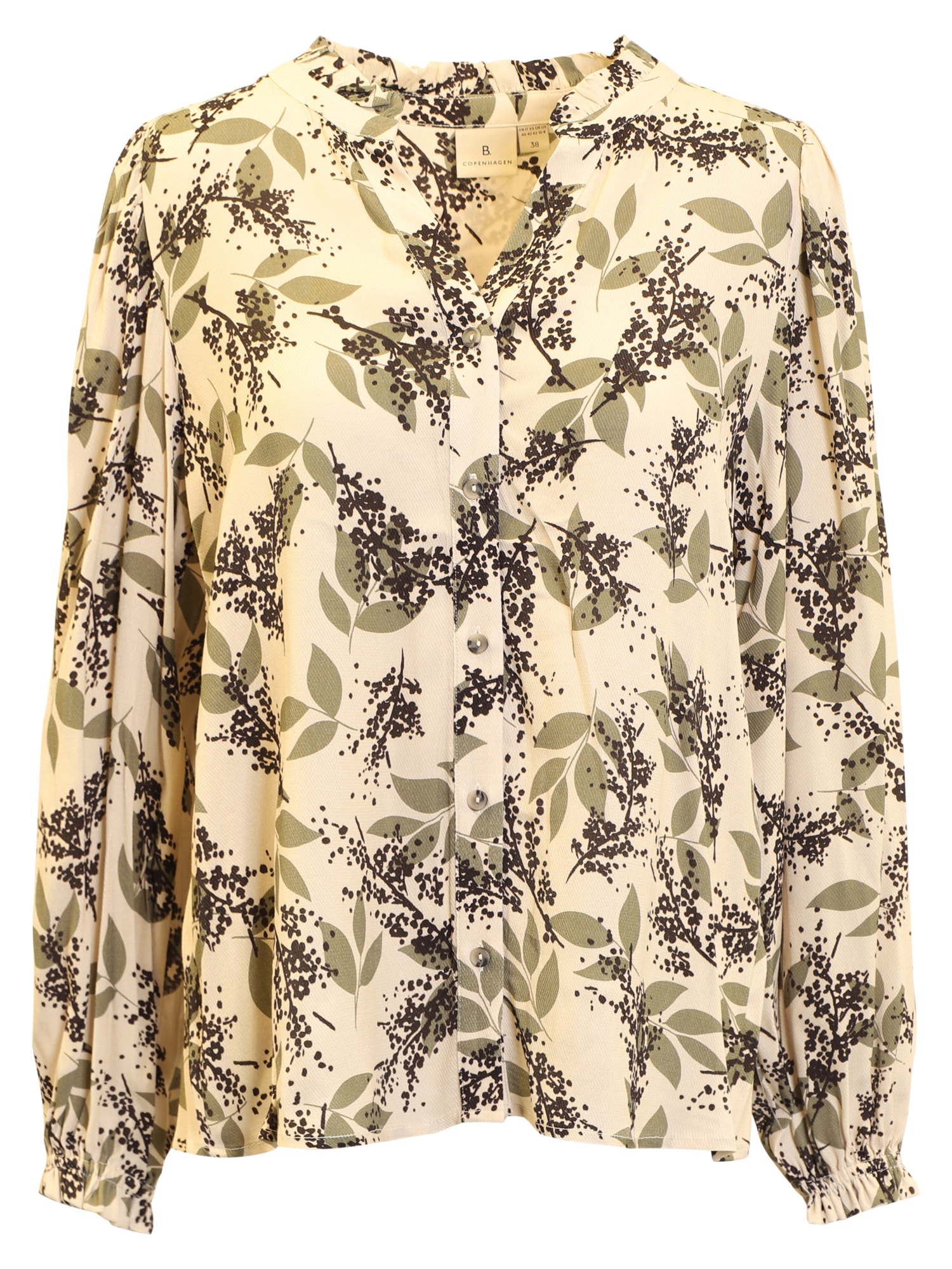 Blus med kinakrage Sand