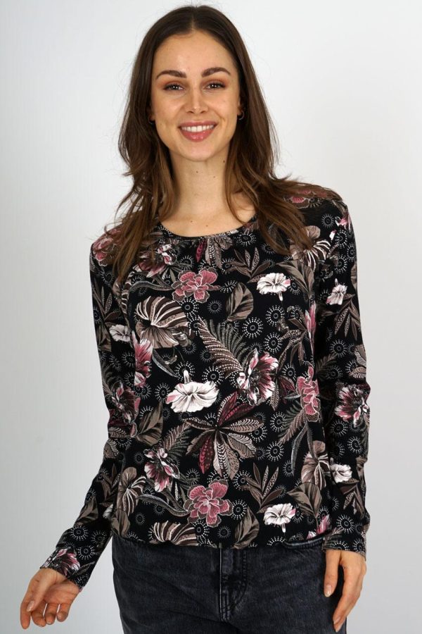 Rosablommig topp Långärm