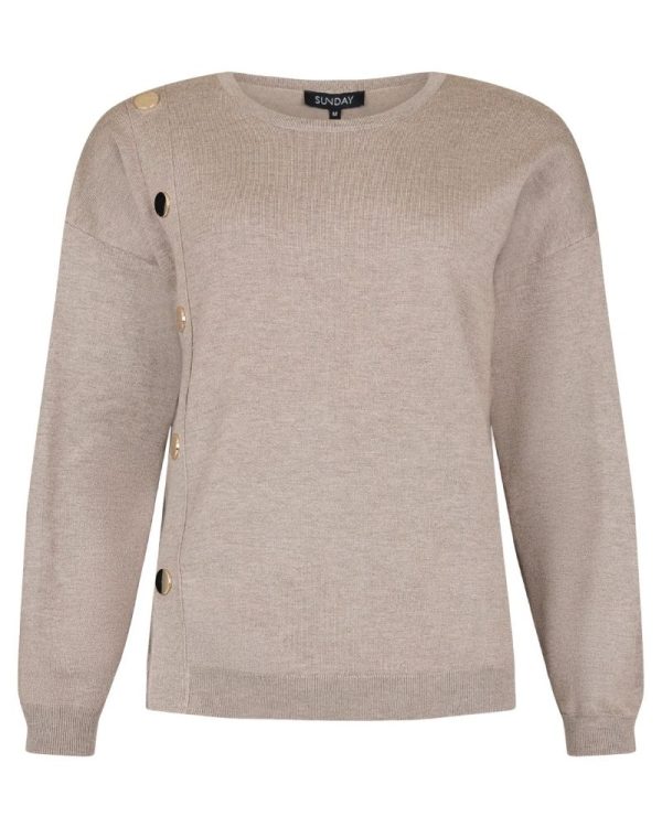 Pullover med guldknappar PineBark