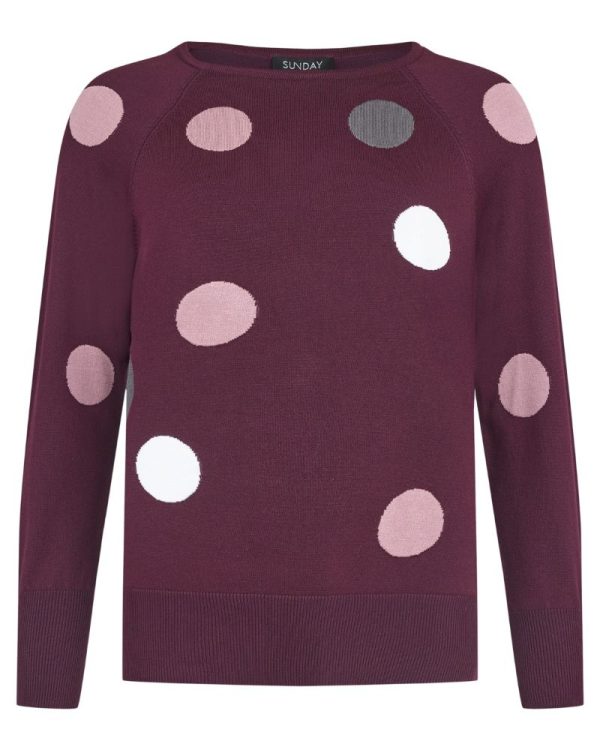 Prickig Jumper Sunday Vinröd