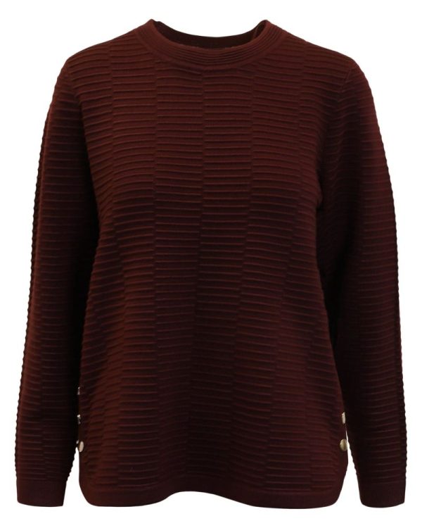 Pullover med knappar Vinröd