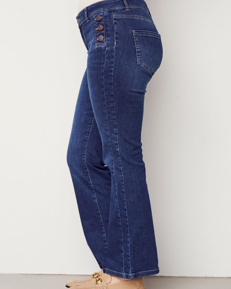 Komo Flare Button Jeans Mörk denim