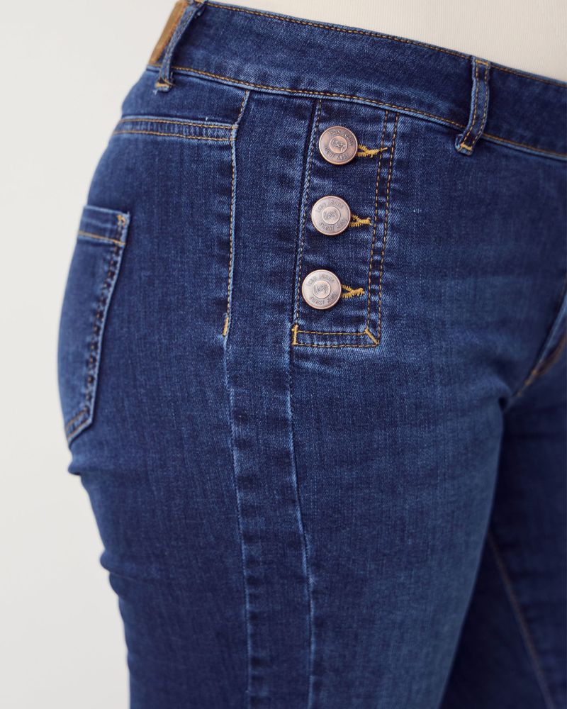 Komo Flare Button Jeans Mörk denim - Bild 3