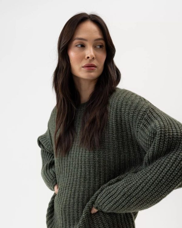 Holebrook Cajsa Sweater Relaxed Crew Urban Green