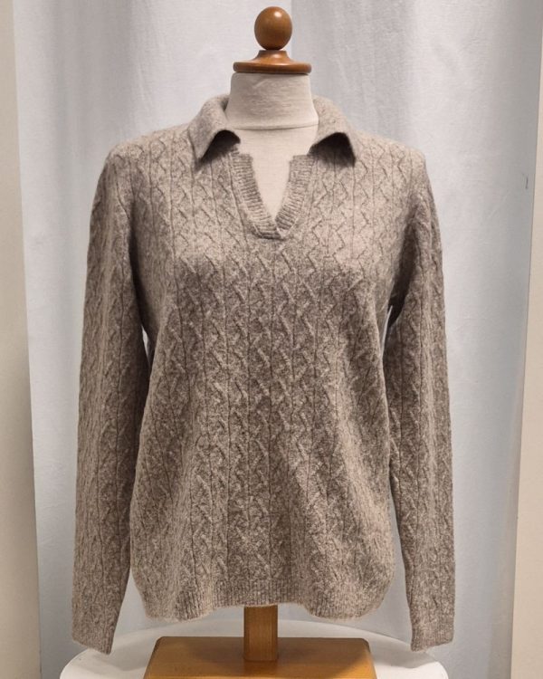 Pullover med krage Sand